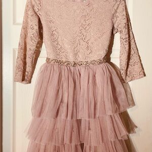 Rare Editions Pink Lace and Tulle Dress